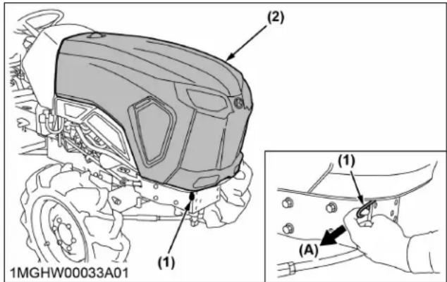 KUBOTA L3902 - Ouverture du capot - 1