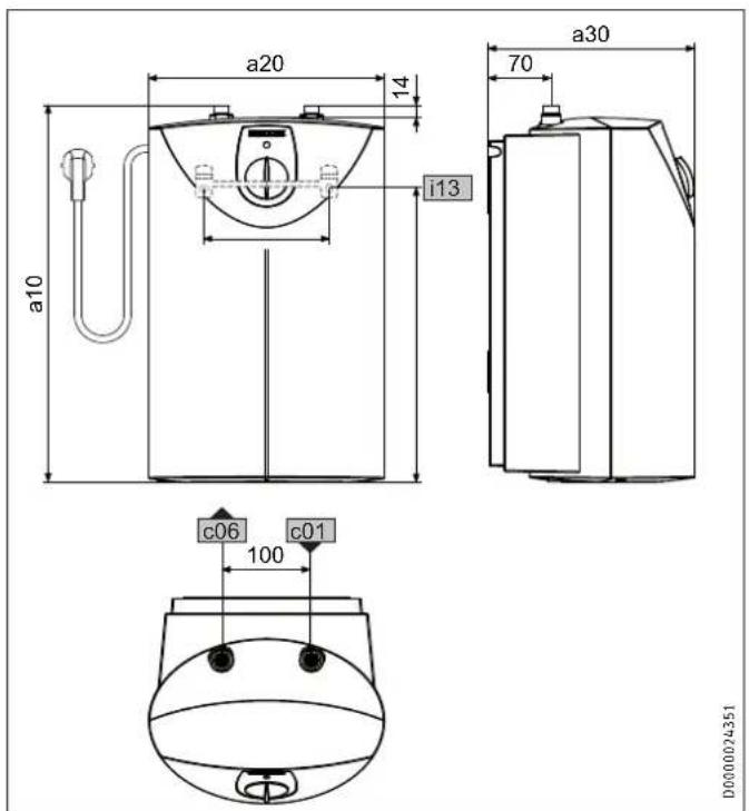 STIEBEL ELTRON SH 10 SLi - Dimensions and connections - 1