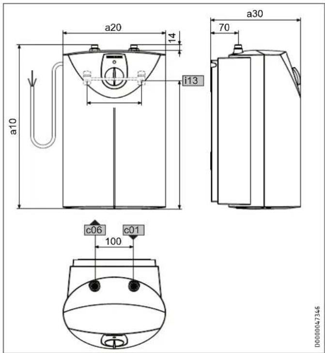 STIEBEL ELTRON SH 10 SLi - Wymiary i przyłącza - 2