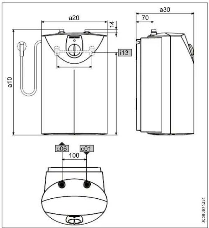 STIEBEL ELTRON SH 10 SLi - Méretek és csatlakozók - 1
