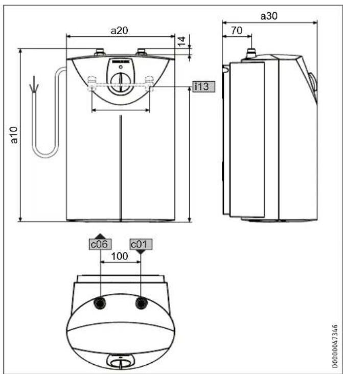 STIEBEL ELTRON SH 15 SLi - Afmetingen en aansluitingen - 2