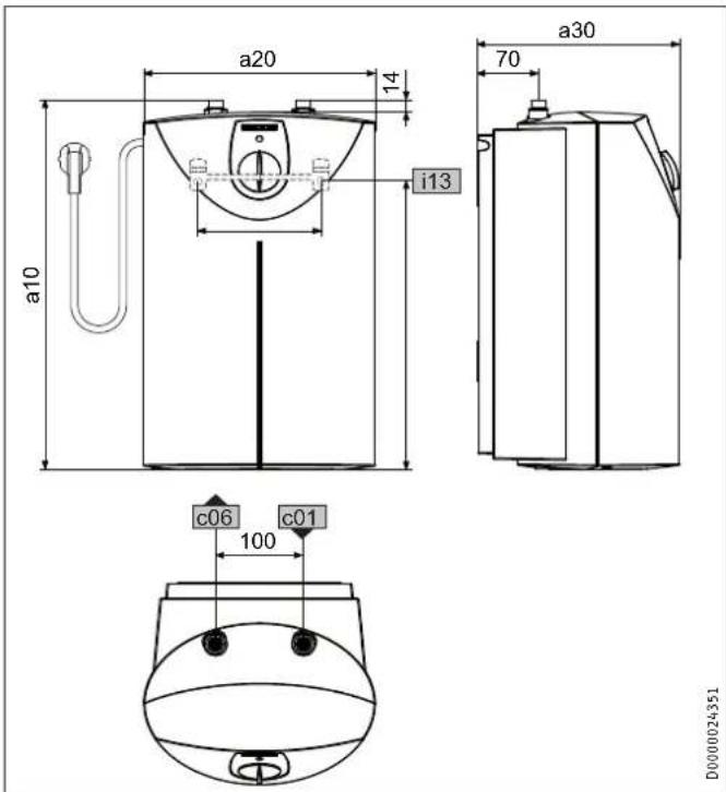 STIEBEL ELTRON SH 15 SLi - Wymiary i przyłącza - 1