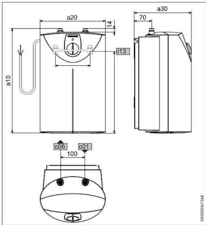 STIEBEL ELTRON SH 15 SLi - Wymiary i przyłącza - 2