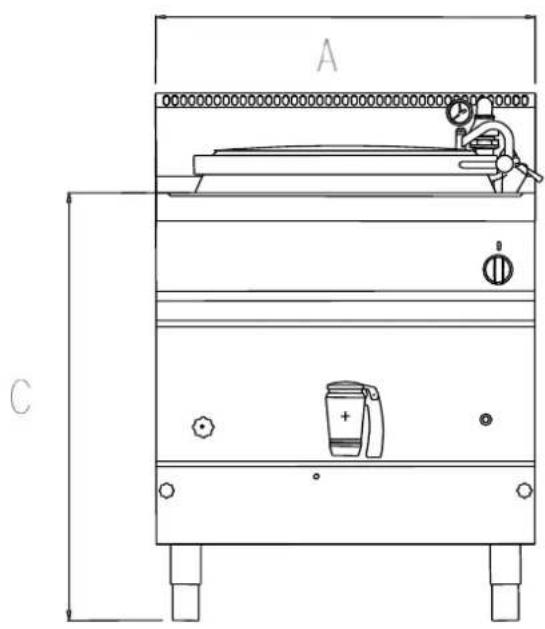 BARTSCHER G342L - Dimensions de l'apparel et positions des raccordements - 1