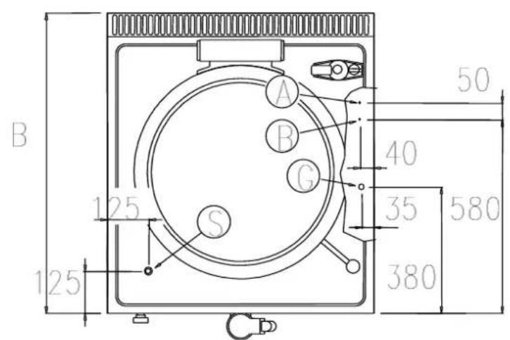 BARTSCHER G342L - Dimensions de l'apparel et positions des raccordements - 2