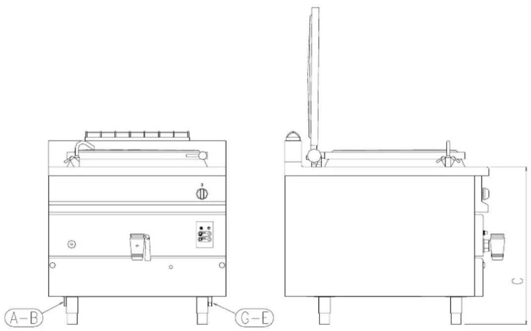 BARTSCHER G342L - Dimensions de l'apparel et positions des raccordements - 3