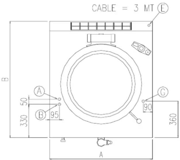 BARTSCHER G342L - Dimensions de l'apparel et positions des raccordements - 4