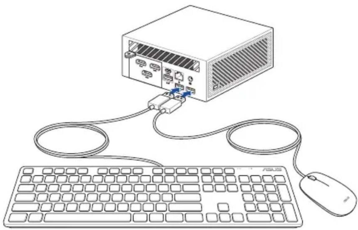 ASUS ExpertCenter PN52 - To connect a keyboard and mouse to your Mini PC: - 1