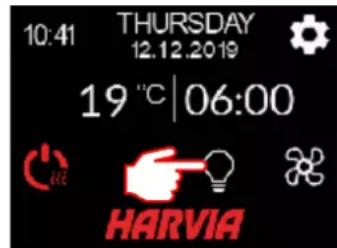 HARVIA C170400VKK - Einstellen der Temperatur und Einsatzzeit (nur bei eingeschalteten Saunaofen) - 1