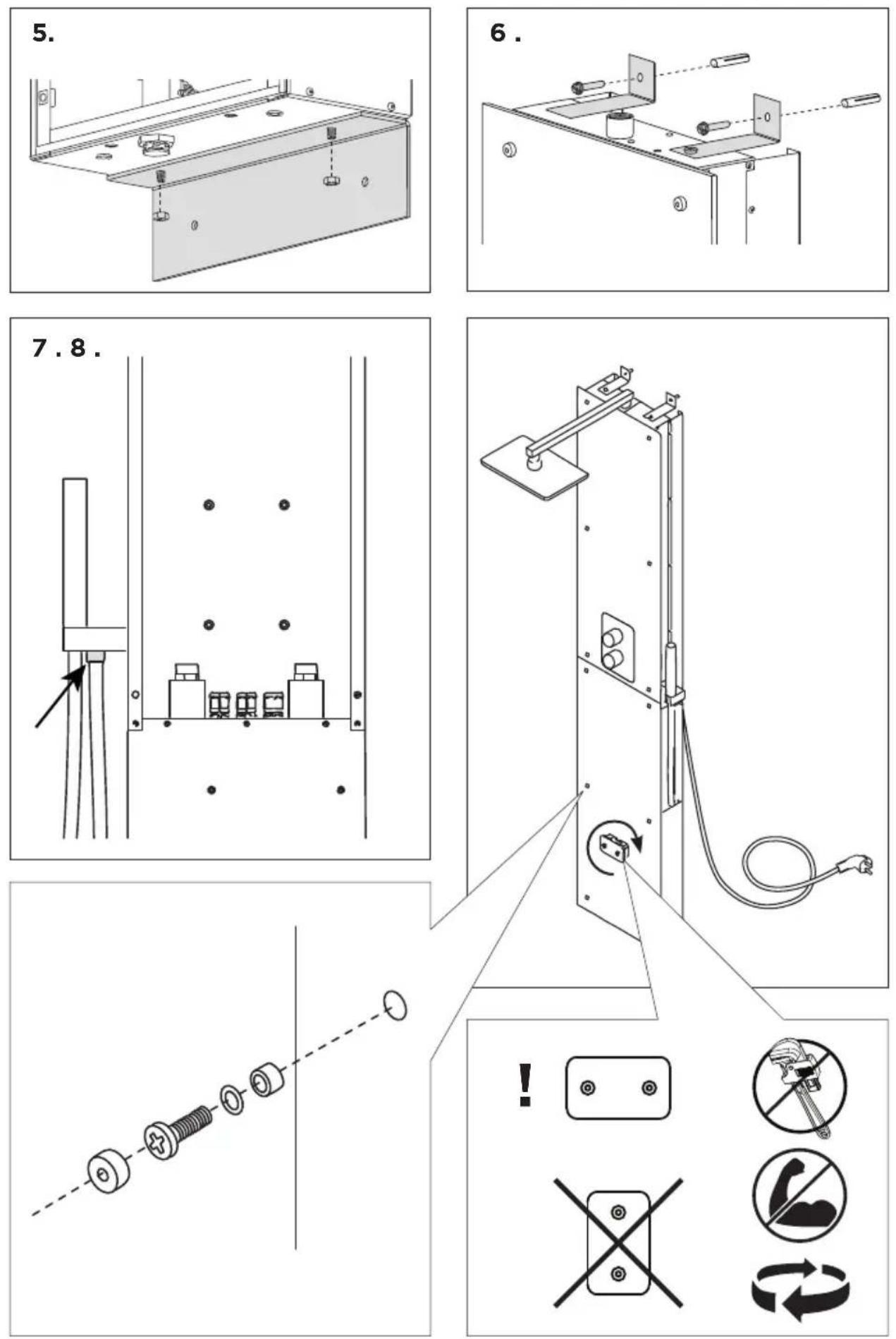 HARVIA Nova SWA20U1XA - See figures » Installation of steam shower column - 4