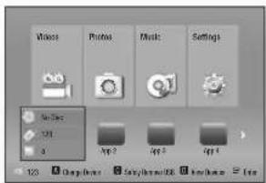 Vises Photos Music Settings Hi-Fi OK 3 App 2 App 3 App 4 123 Deep Drive Sonic/Video/QQ Iain/Video Free