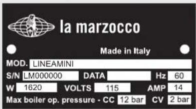 La Marzocco Linea Mini - 6) Machine plate: - 2