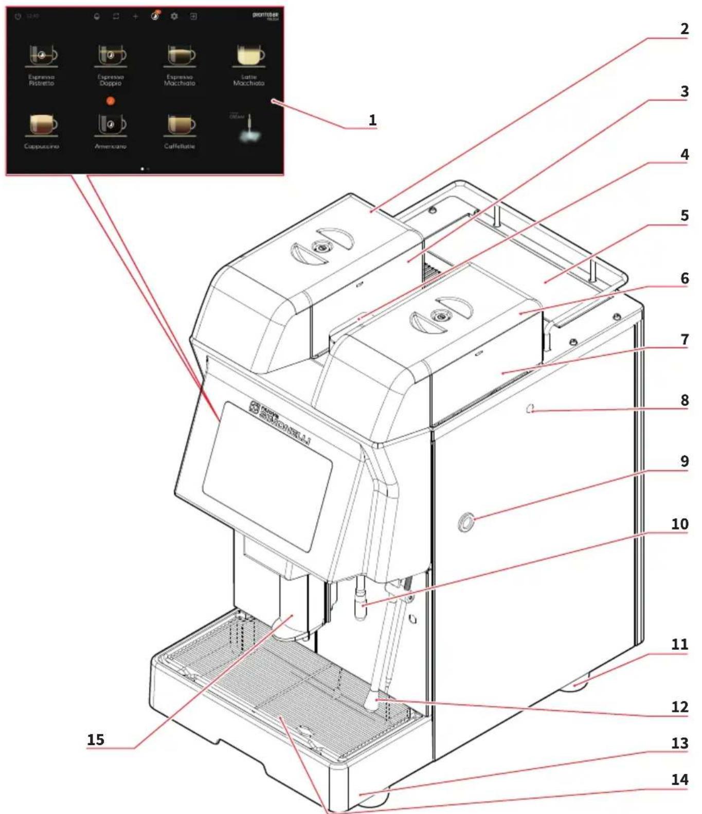 NUOVA SIMONELLI Prontobar Touch - DESCRIPTION DE L'APPAREIL - 1