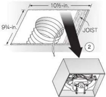 NuTone ChromaComfort - Remove old fan and prepare ceiling. - 2