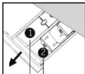 Technical diagram showing two labeled components with an arrow pointing to one, likely indicating a directional or process flow.