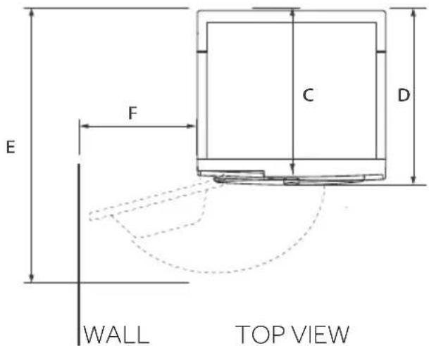 E F C D WALL TOP VIEW