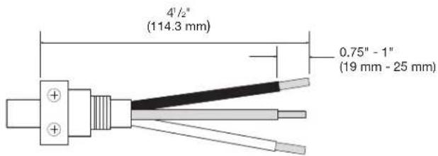 4'/2" (114.3 mm) 0.75" - 1" (19 mm - 25 mm)