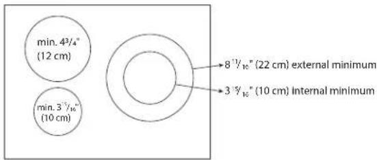 JENN-AIR JIC4324KB - Minimum diameter of pot/pan base for the different cooking areas - 1