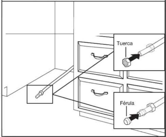JENN-AIR JDPSS245LX - Deslice la tuerca y la ferula sobre la tuberia (solamente tuberia de cobre) - 1