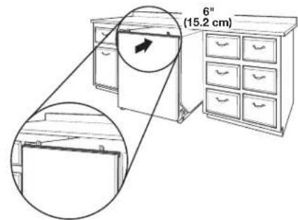 JENN-AIR JDPSS245LX - Move dishwasher all but 6'' (15.2 cm) into cabinet opening - 1