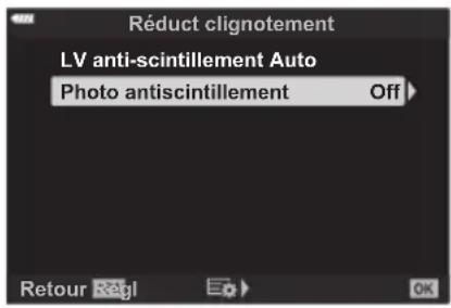 OLYMPUS OM5 - Réduction du scintillement sur les photos (photo anti-scintillement) - 2