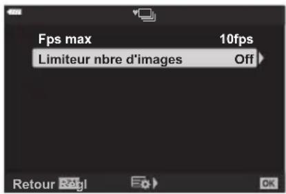 OLYMPUS OM5 - Choisissez le nombre maximal de clichés par rafale ([limiteur nbre d'images]) - 1