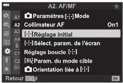 OLYMPUS OM5 - Choisir la position initiale AF (réglage initial [•••]) - 1