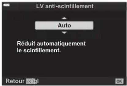 OLYMPUS OM5 - Réduction du scintillement dans live view (LV anti-scintillement) - 3