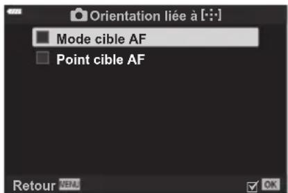 OLYMPUS OM5 - MENU → ⚙ → A2 → [○ orientation liée à [·:·]] - 2