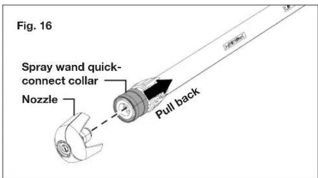 Fig. 16 Spray wand quick- connect collar Nozzle Pull back