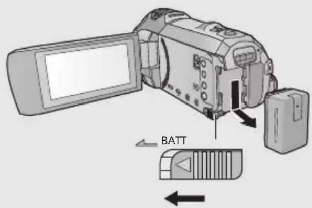 PANASONIC HCV785 - Retrait de la batterie - 1
