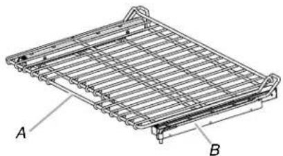 Technical line drawing of a metal rack structure with labeled points A and B (no text or symbols beyond labels)