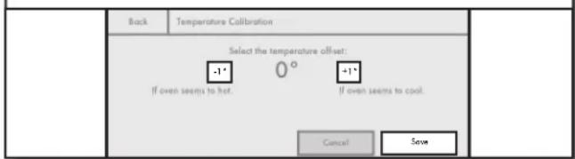 JENN-AIR JLRP436WP - Select temperature offset, and then touch SAVE. - 1