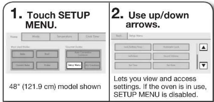 JENN-AIR JLRP436WP - SETUP MENU - 1