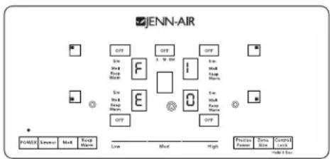 JENN-AIR OFF Low Mid High Power Sensor Mod Rock Warm F E O Low Mid Rock Warm OFF Power Size Control Lock