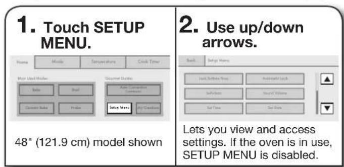 JENN-AIR JLRP430WP - SETUP MENU - 1