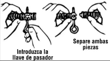 Introduzca la llave de pasador Separé ambas piezas