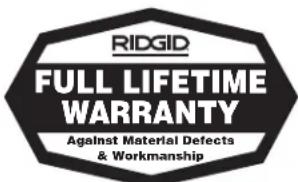 RIDGID K3800 - No other express warranty applies - 1