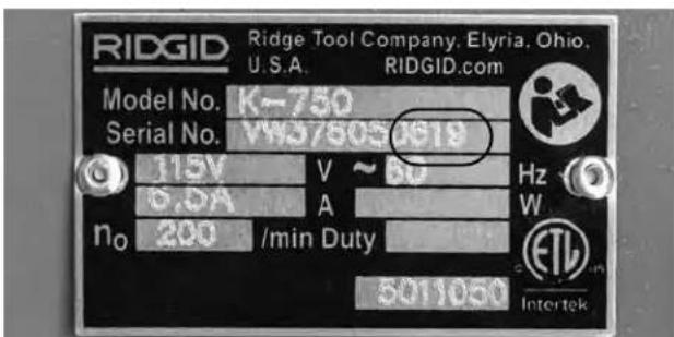 RIDGID K750R - Description - 2