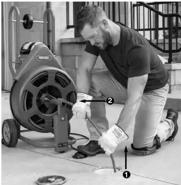 RIDGID K750R - Retracción del cable - 1