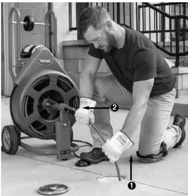RIDGID K750R - Récupération du câble - 1