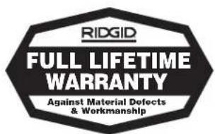 RIDGID K6200 - No other express warranty applies - 1