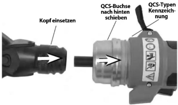 RIDGID RBC30 - Wechseln von Köpfen mit QCS-Kupplung (nur RE 6/RE 60) - 1