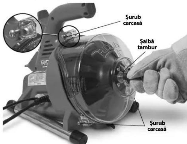 RIDGID PowerClear - Deschiderea curățitorului de canale de scur-gere/demontarea tamburului - 1