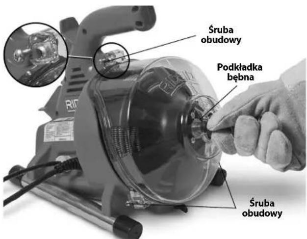 RIDGID PowerClear - Otwieranie maszyny do czyszczenia odphywów/wymontowanie bębna - 1