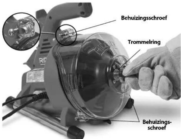 RIDGID PowerClear - Afvoerontstopper openen/trommel verwijderen - 1