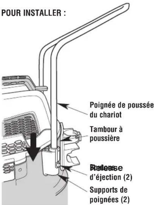 RIDGID HD18000 - Installation/retrait de la poignée de poussée du chariot - 1