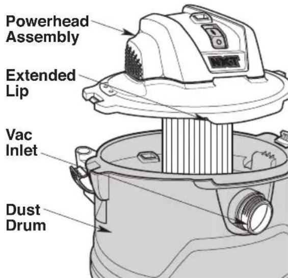 RIDGID HD18000 - Attaching/Removing Powerhead Assembly to Dust Drum - 1