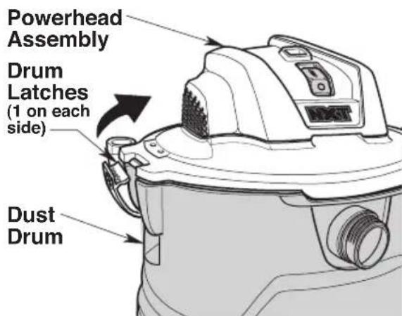RIDGID HD18000 - Attaching/Removing Powerhead Assembly to Dust Drum - 2