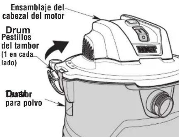 RIDGID HD18000 - Instalacion del ensamblaje del cuestion del motor en el tambor para polvo - 2